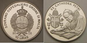 ORDER OF MALTA 10 Liras 2005 - John Paul II. - Ex Cathedra Petri - UNC - 786 *