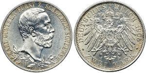 2 Mark Schwarzburgo-Sondershausen (1599-1920) Plata 