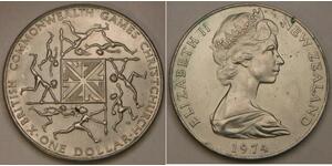 NEW ZEALAND 1 Dollar 1974 - Copper-Nickel - X. Commonwealth Games - aUNC - 666 *