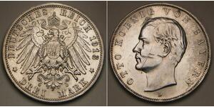 BAVARIA (Germany) 3 Mark 1913 A - Silver 0.9 - Otto - VF - 1530 *