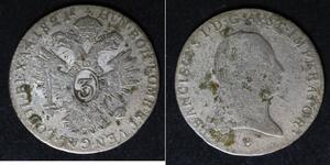 AUSTRIA 3 Kreuzer 1821 B - Silver 0.346 - Franz II. (I.) - 888