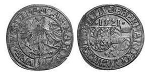 1 Батцен Аугсбург (1276 - 1803) Срібло Карл V імператор Священної Римської імперії (1500-1558)