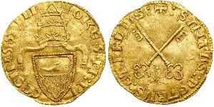  Italian States - Avignon. Ecu, ND. Fr-35. Jean XXIII (Balthazar Cosa), 1410-1415. Tiara above shield. Reverse: Crossed keys. Rare. About Extremely Fine. Estimated Value $7,000 - 9,000. Categorie ...