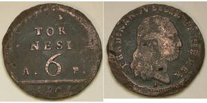 NAPLES (Italian Kingdom) 6 Tornesi 1801 AP - Copper - Ferdinando IV. - VF - 848*