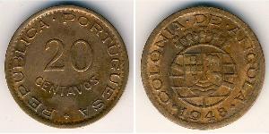 20 Centavo Portuguese Angola (1575-1975) Bronzo 