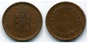 3 Reis Portuguese India (1510-1961) Copper 