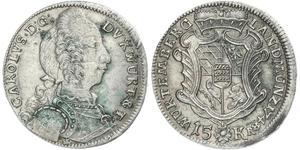 Württemberg. Karl Eugen 1744-1793. 15 Kreuzer 1748. Klein/Raff 276 var. Fast vorzüglich