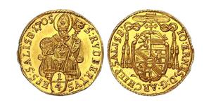 Salzburg, Erzbistum. Johann Ernst von Thun und Hohenstein 1687-1709. 1/4 Dukat 1705. Friedberg 835, Zöttl 2151. GOLD. Fast Stempelglanz