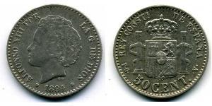 50 Centimo Kingdom of Spain (1874 - 1931) Argento 