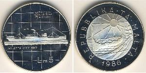 5 Lira Malte Argent 