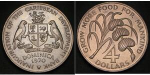 DOMINICA 4 Dollars 1970 - Cu-Ni - FAO / Caribbean Development Bank - aUNC -3157*