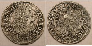 SILESIA LIEGNITZ BRIEG 3 Kreuzer 1661 EW - Silver - Georg III. - VF+ - 1165 *