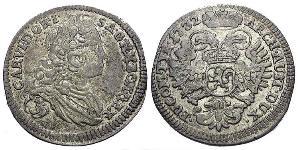 3 Kreuzer Bohemia Plata Carlos VI, Emperador del Sacro Imperio Romano (1685-1740)