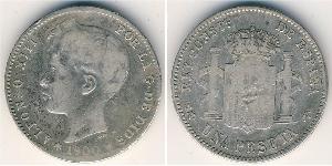 1 Peseta Kingdom of Spain (1874 - 1931) Plata 