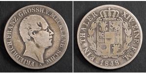  
  
 1848, Mecklenburg-Schwerin, Frederick Francis II. Silver Thaler Coin. F-aVF! 
    
 Mint Year: 1848 Condition: F-aVF!   References: KM-304.    Mint Place: Schwerin Denomination: Thaler ater ...