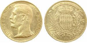 Monaco, Albert Ier, cent francs or, 1895 Paris A/ALBERT I PRINCE - DE MONACO. Tête nue à gauche, au-dessous signature O. ROTY. R/CENT FRANCS. Écu des Grimaldi surmonté d'une couronne princière, d ...