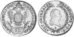 20 Kreuzer 奧地利帝國 (1804 - 1867) 銀 弗朗茨二世 (神圣罗马帝国) (1768 - 1835)