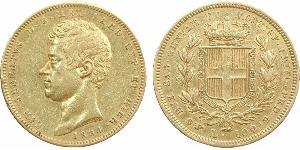 Italie, Savoie-Sardaigne, Charles-Albert, 100 lire, 1834 Turin A/CAR. ALBERTVS D. G. REX SARD. CYP. ET HIER.. Tête nue à gauche signée FERRARIS, au-dessous (date). R/DVX SAB. GENVAE. ET MONTISF.  ...