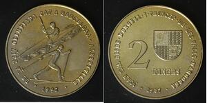 ANDORRA 2 Diners 1987 - Copper/Nickel - 1992 Olympics - aUNC - 4114