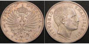 ITALY 1 Lira 1907R - Silver .835 - XF+ - 2267 
