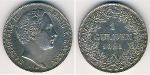 Бавария
1 гульден (1851 г.)
Серебро
Максимилиан II. Номер по Краузе КМ#445, 900-я проба, 10,6 г.
