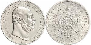 5 Mark Ducado de Sajonia-Altenburgo  (1826 - 1920) Plata Ernesto I de Sajonia-Altenburgo (1826 - 1908)