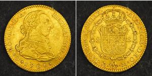  
  1788, Kingdom of Spain, Charles III.  Spanish Gold 2 Escudos Coin.  (XF-AU!) 6.75gm!  Mint Year: 1788 Denomination: 2 Escudos Mint Mark: Madrid (crowned M) Assayers: Manuel de Lamas (M) Refer ...