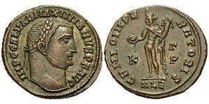 1 Фоллис Римская империя (27BC-395) Бронза Галерий Максимиан (260-311)