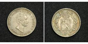  
  
  
 1845, Norway, Oscar I. Scarce Silver 12 Skilling Coin. VF+ 
  
  Mint year: 1856 References: KM-314.2. Denomination: 12 Skilling Mint Place: Kongsberg (privy mark: crossed hammers) Condi ...