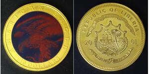 LIBERIA 10 Dollars 2001 - Gold Plated Copper - American Eagle - aUNC - 4128