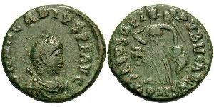 1 Фоллис /  AE4 Западная Римская империя (285-476) Бронза Аркадий (377-408)