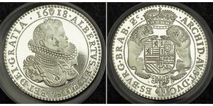  
  1618, Spanish Netherlands, Albert & Isabella. Proof Silver Ducaton-Like Medal.   Mint Place: Antwerp (privy mark: hand) Denomination: Ducaton (Modern Medal) Reference: KM-49.1. var. (here ...