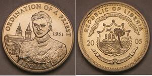 LIBERIA 1 Dollar 2005 - Ordination of a Priest / Benedict XVI. - aUNC - 679 *