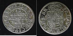 BRANDENBURG 1/12 Thaler 1688 ICS - Silver - Friedrich Wilhelm - VF- - 3751