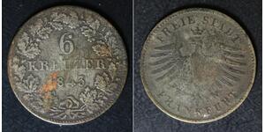 FRANKFURT AM MAIN (German City) 6 Kreuzer 1843 - Silver 0.333 - 794