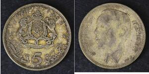 MOROCCO 5 Dirhams AH 1384 / AD 1965 (a) - Silver 0.720 - al Hassan II. - 1168