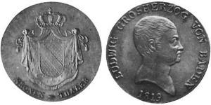 1 Thaler 巴登大公國 (1806 - 1918) 銀 路德维希一世 (巴登)