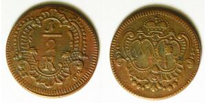 WURZBURG 1/2 Kreuzer 1762 - Copper - Adam Friedrich - VF - 1041