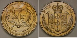 NIUE 5 Dollars 1988 - Copper-Nickel - Franz Beckenbauer - aUNC - 778 *
