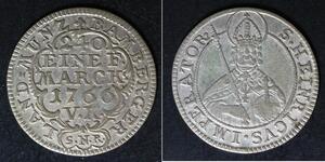 BAMBERG (German State) 5 Kreuzer 1766 S(N)R - Billon - Adam Friedrich - 818