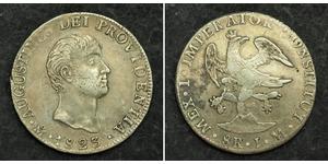  
 
  
 1823, Mexico, Emperor Agustin Iturbide. Large Silver 8 Reales Coin. R! 
  
  Mint Year: 1823 Denomination: 8 Reales Mint Mark: Mo (Mexico Mint). Assayer: Joaquin Davila Madrid (JM)  Refer ...
