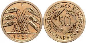 50 Pfennig / 50 Reichpfennig 魏瑪共和國 (1919 - 1933) 黃銅 