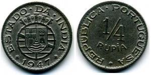 1/4 Рупія Индия португальская (1510-1961) Нікель/Мідь 