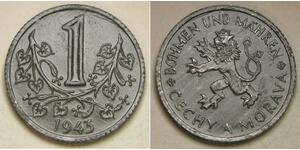BOHEMIA & MORAVIA (Czech Republic) 1 Koruna 1943 - Zinc - XF/aUNC - 4283 *