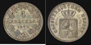 HESSE-DARMSTADT 6 Kreuzer 1846 - Silver 0.350 - Ludwig II. - VF- - 2199