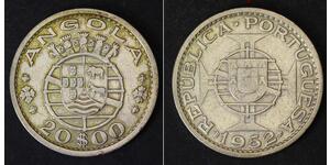 ANGOLA (Portuguese Colony) 20 Escudos 1952 - Silver 0.720 - VF- - 2015