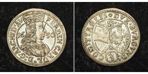  
  1650, Austria, Archduke Ferdinand Charles. Silver 3 Kreuzer (Groschen) Coin.aXF!  Mint Year: 1650 Reference: KM-852. Denomination: 3 Kreuzer  Mint Place: Hall (Tyrol, Austria)  Condition: Cle ...
