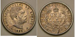 HAWAII (USA) 1 Dime 1883 - Silver 0.9 - Kalakaua I. - XF - 429 *