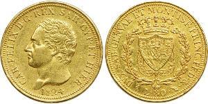 80 Lira Italian city-states Oro Carlo Felice di Savoia