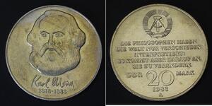 GERMANY (DDR) 20 Mark 1983 A - Copper/Nickel - Karl Marx - aUNC - 3990
